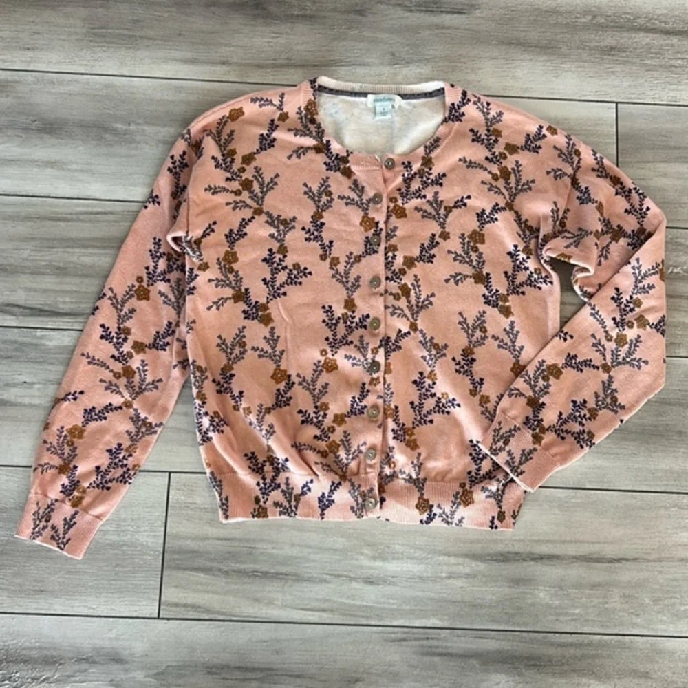 Sundance pink floral button up cardigan sweater size small
